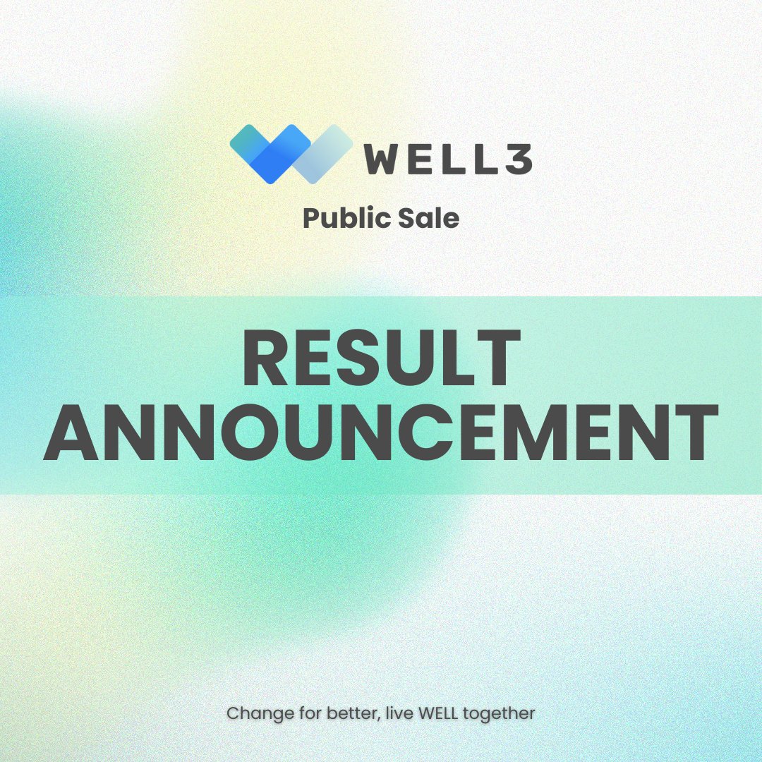 #WELL3 Public Sale Result is out Check your result: well3.com/publicsale We would like to extend our gratitude and appreciation to everyone who participated in the public sale and contributed to the remarkable achievement 👇 WE: 🏆Are the first and fastest to raise 10