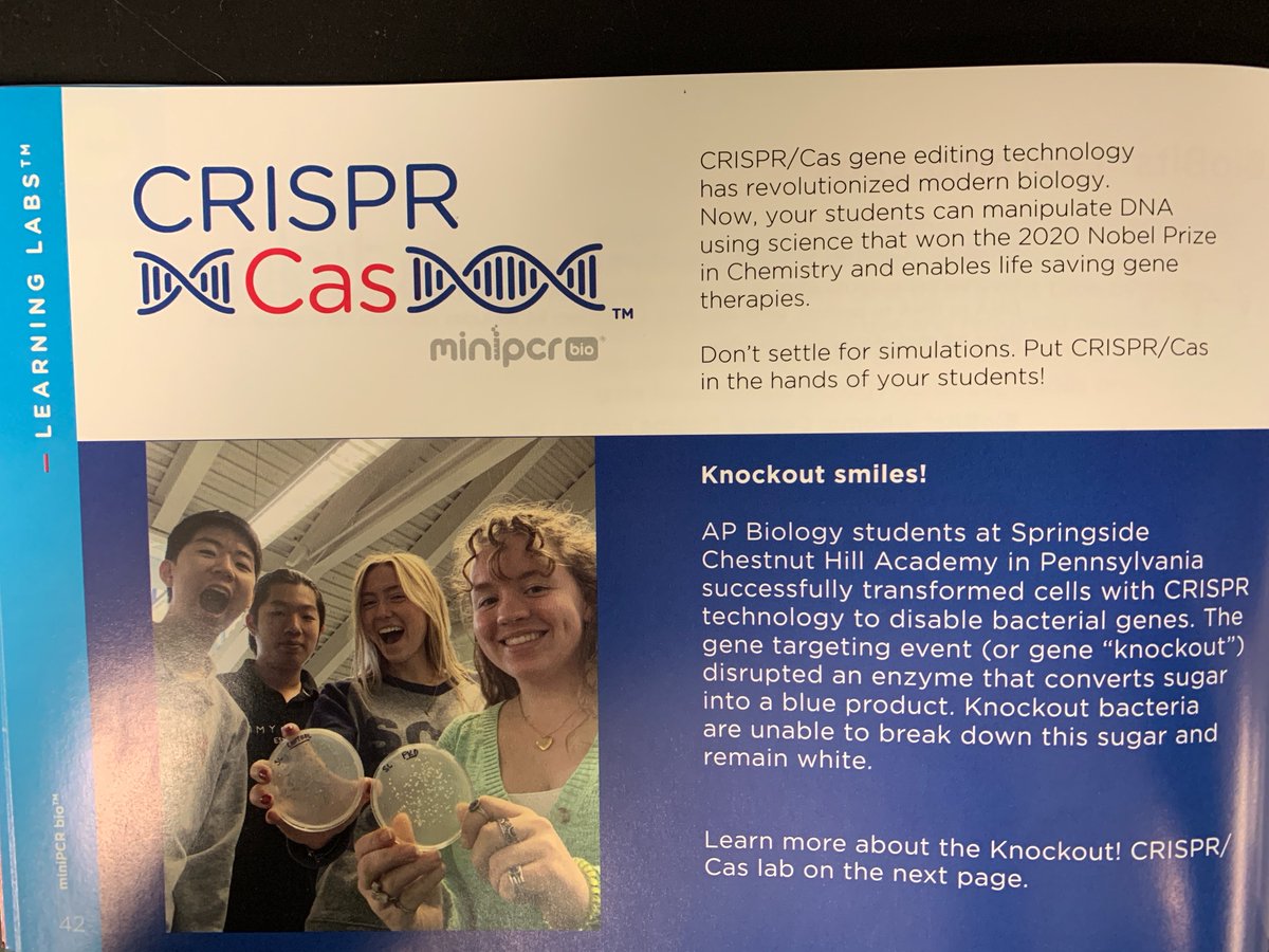 Great to see my AP Bio class students here in the miniPCR 10th anniversary catalog, the leading educational biotechnology company for high schools and colleges. @miniPCR @schacademy