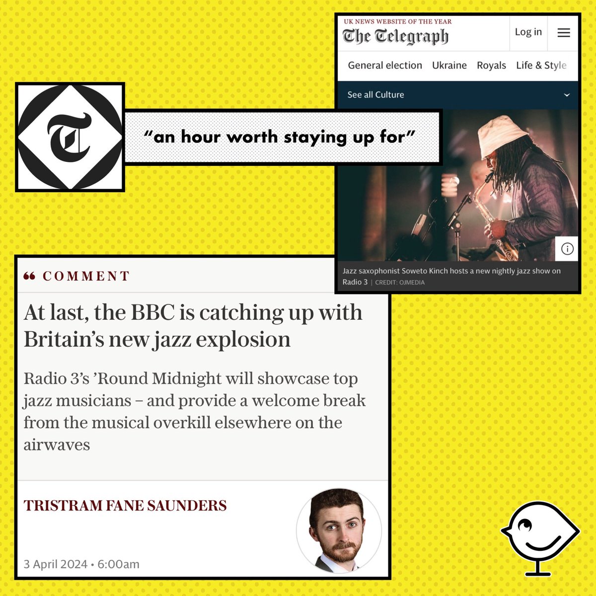 We're feeling the love for 'Round Midnight this week, thank you to @Telegraph for the words! 📰 #RoundMidnight @sowetokinch @BBCRadio3 @BBCSounds