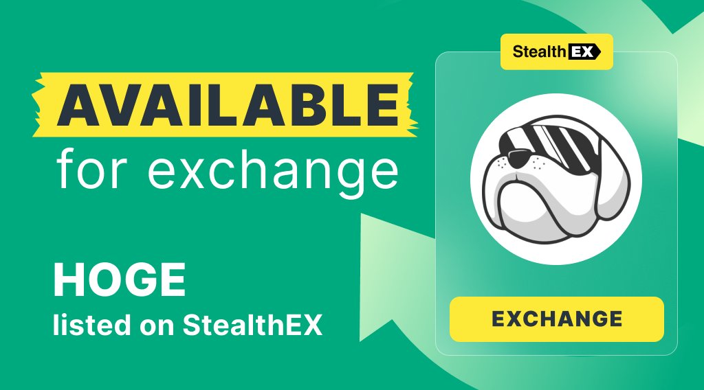 Put some #HOGE in your wallet right now 😎 @HogeFinance has a wide ecosystem of #Web3 products like Apps, games, and other various forms of utility Get $HOGE on StealthEX with 0 efforts! 👉 stealthex.io/?to=hoge 👈 Swap 1500+ #crypto without registration & limits 🛡️