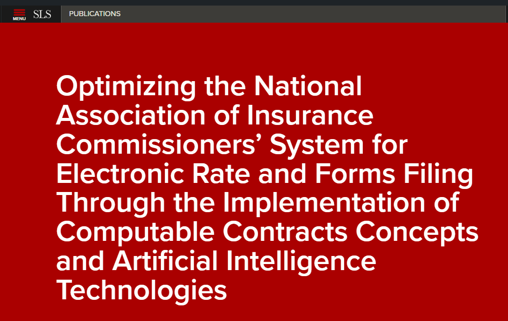 CodeXStanford's tweet photo. Read the new paper on modernizing insurance regulation in the US by enhancing #NAIC's #SERFF system w/ AI & #ComputableContracts. By embracing innovation, we can revolutionize policy analysis, boost efficiency & ensure transparency. #InsuranceTech #techlaw https://t.co/MV2551n4ks https://t.co/DTovqAjIJl