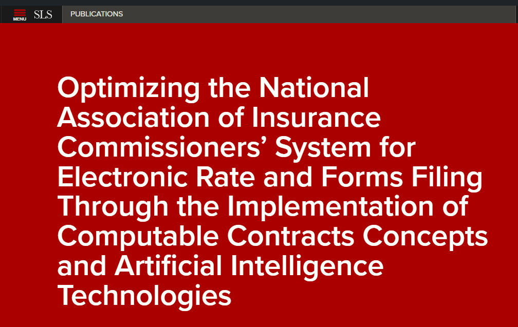 Read the new paper on modernizing insurance regulation in the US by enhancing #NAIC's #SERFF system w/ AI & #ComputableContracts. By embracing innovation, we can revolutionize policy analysis, boost efficiency & ensure transparency. #InsuranceTech #techlaw law.stanford.edu/publications/o…