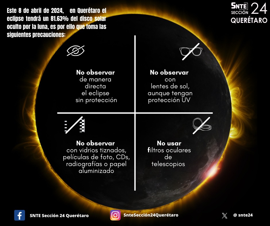 Algunas recomendaciones para éste próximo 8 de abril con el eclipse solar. 

#SNTE #Sección24 #Equipo24