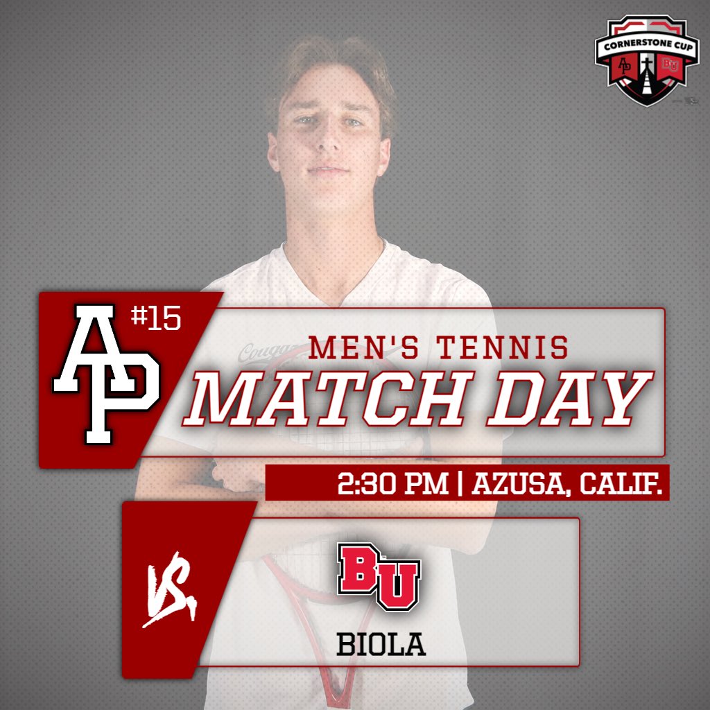 🎾 | #15 @APUtennis hosts Biola for a Cornerstone Cup matchup at 2:30 p.m. 👏