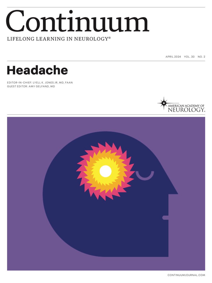 The latest issue of Continuum is online and shipping! Covering all things headache, check it out to learn more about: 🧠Common and rare headache syndromes 🧠Latest on anti-CGRP therapies 🧠Pediatric headache management Dr. Amy Gelfand has created such an amazing issue⬇️