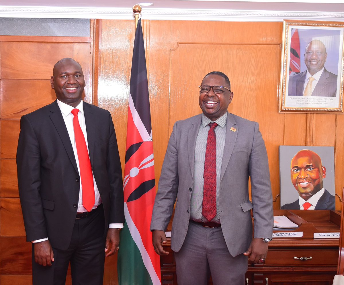 During a courtesy call visit by my colleague, Hon. Geoffrey Kaituko, the Principal Secretary for Shipping and Maritime Affairs in my office , Nyayo House.