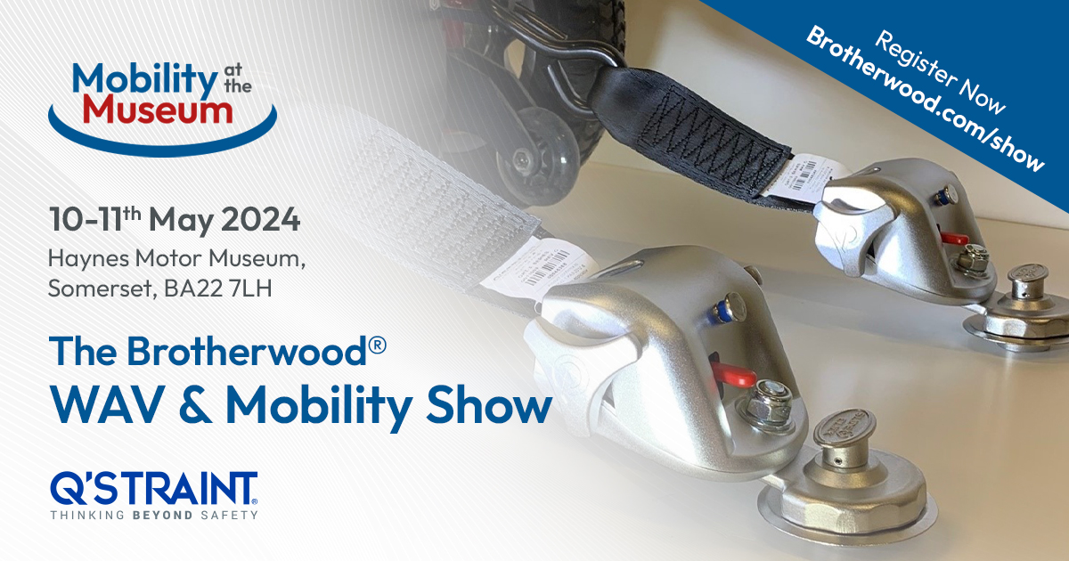 .@qstraint is a world-leading specialist in wheelchair passenger safety solutions for more than 30 years. Learn more at the Brotherwood WAV & Mobility Show, 10th - 11th May at Haynes Motor Museum in Somerset! Go to Brotherwood.com/show to register for this one of a kind event.