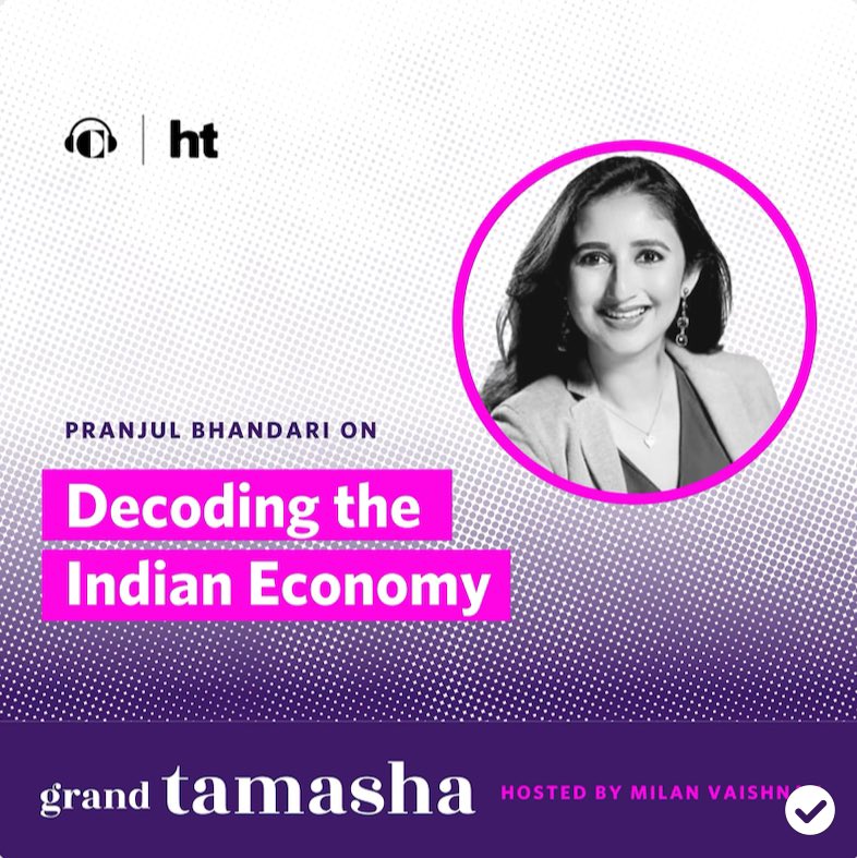 If you want to have an understanding of the state of the Indian economy & its prospects, then you can spend 40 minutes most fruitfully by listening to Pranjul Bhandari @pranjulb speaking to @MilanV in #GrandTamasha 

open.spotify.com/episode/3eKDRL…