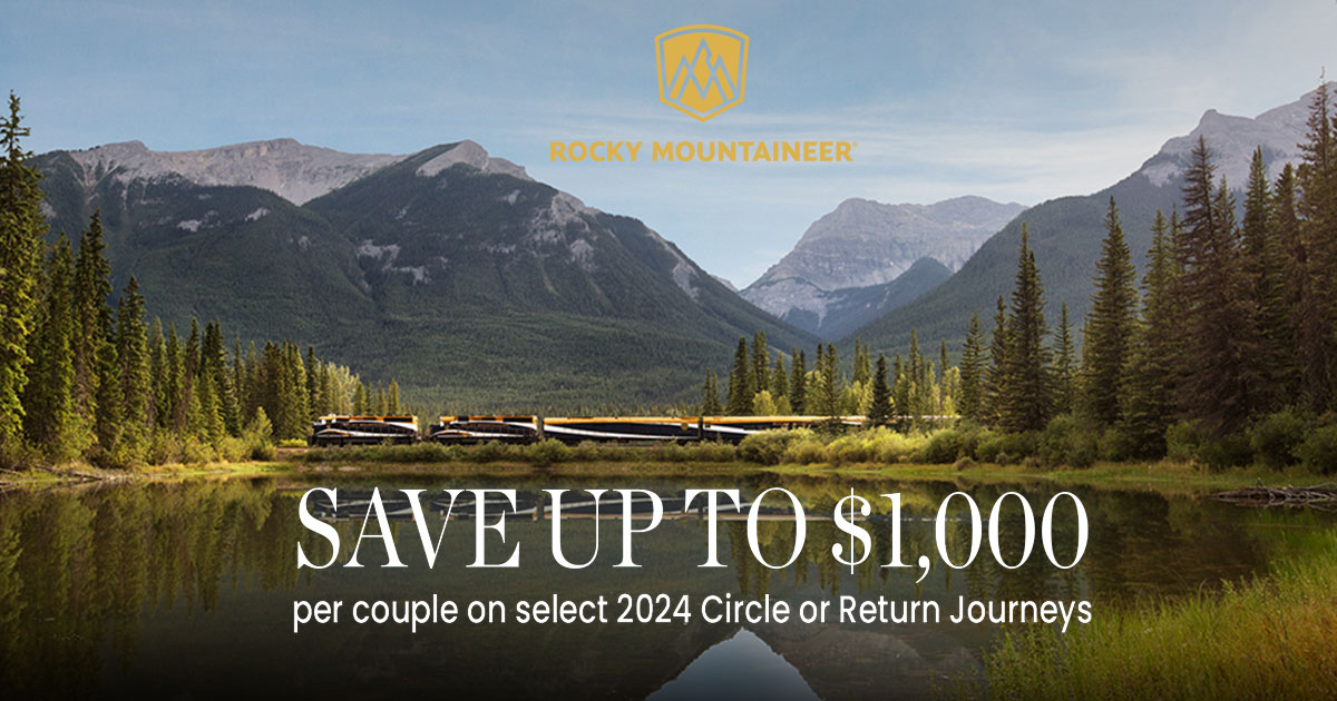 Save up to $1000 per couple on select 2024 circle or return journeys 

sigtn.com/u/GtkOP8xS 

#RockyMountaineer #railtravel #traintravel #travel #travelinspiration #AnywhereAnytimeJourneys