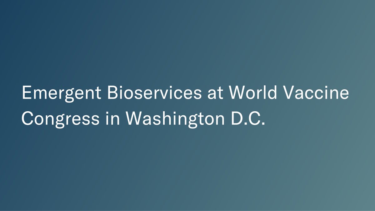 Emergent is sponsoring and participating at the World Vaccine Congress in Washington D.C. this week. Visit booth 114 to meet with the Bioservices team. Learn more: emergentbio.com/events/world-v…