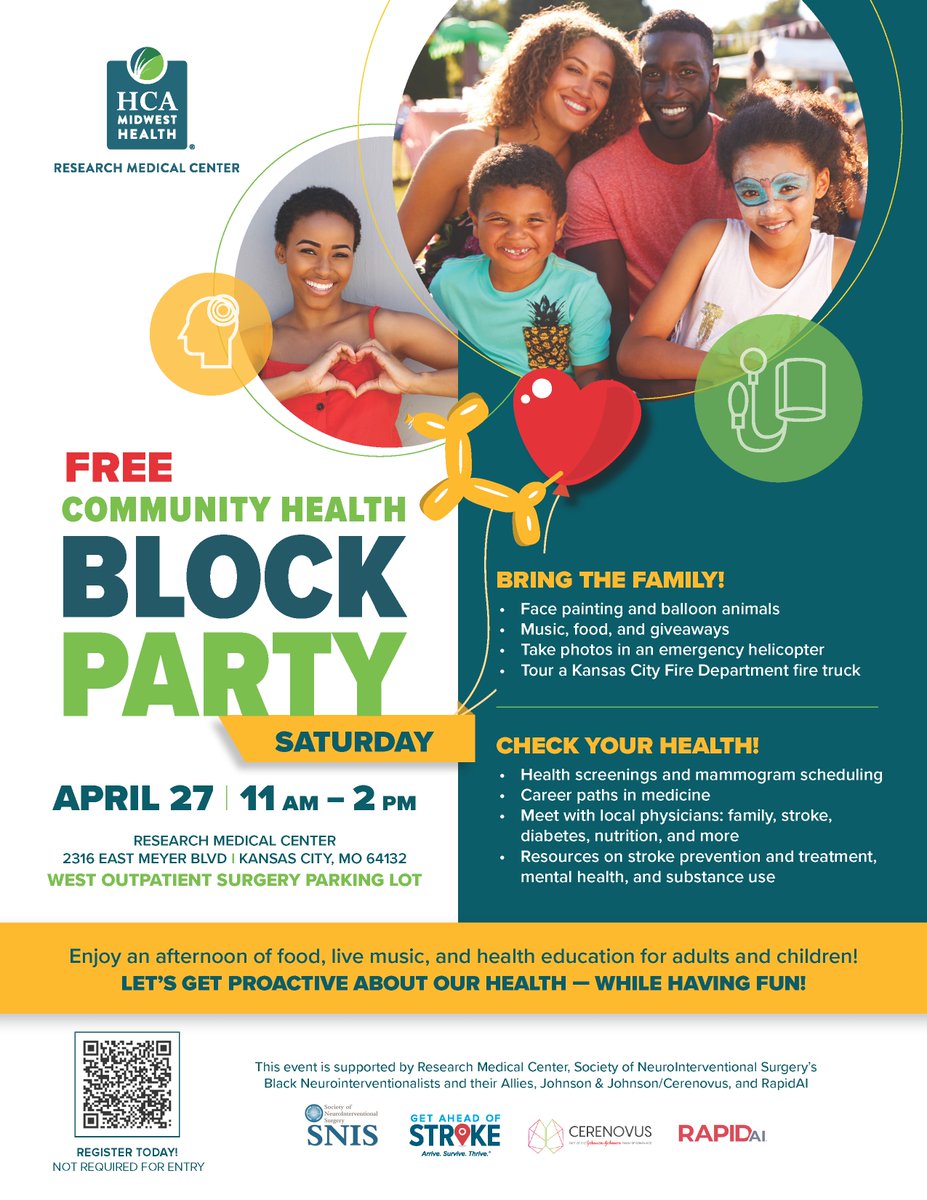 Research Medical Center is hosting a FREE Community Health Block Party on Saturday, April 27, and you and your family are invited! @HCAMidwest #MemberNews