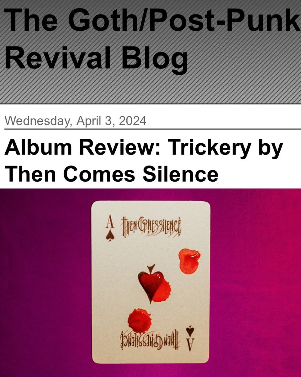 🇬🇧Review by in our opinion, one of the best writers🇬🇧 “Trickery stands as a monument to the current gothic darkwave scene” /The Goth/Post-Punk Revival Blog Nikolas Vitus Lagartija Link gothpostpunkrevival.blogspot.com/2024/04/album-…