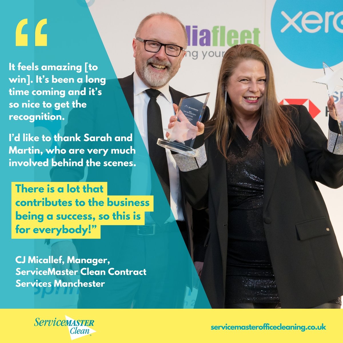 sm_contractserv's tweet image. Here&apos;s what CJ Micallef had to say about winning our coveted awards for business growth and excellence at our hashtag #SpringForward24 event 🏆🌟

#servicemaster #servicemasterclean #contractcleaning #manchester #franchisebusiness #awardwinning #businessexcellence