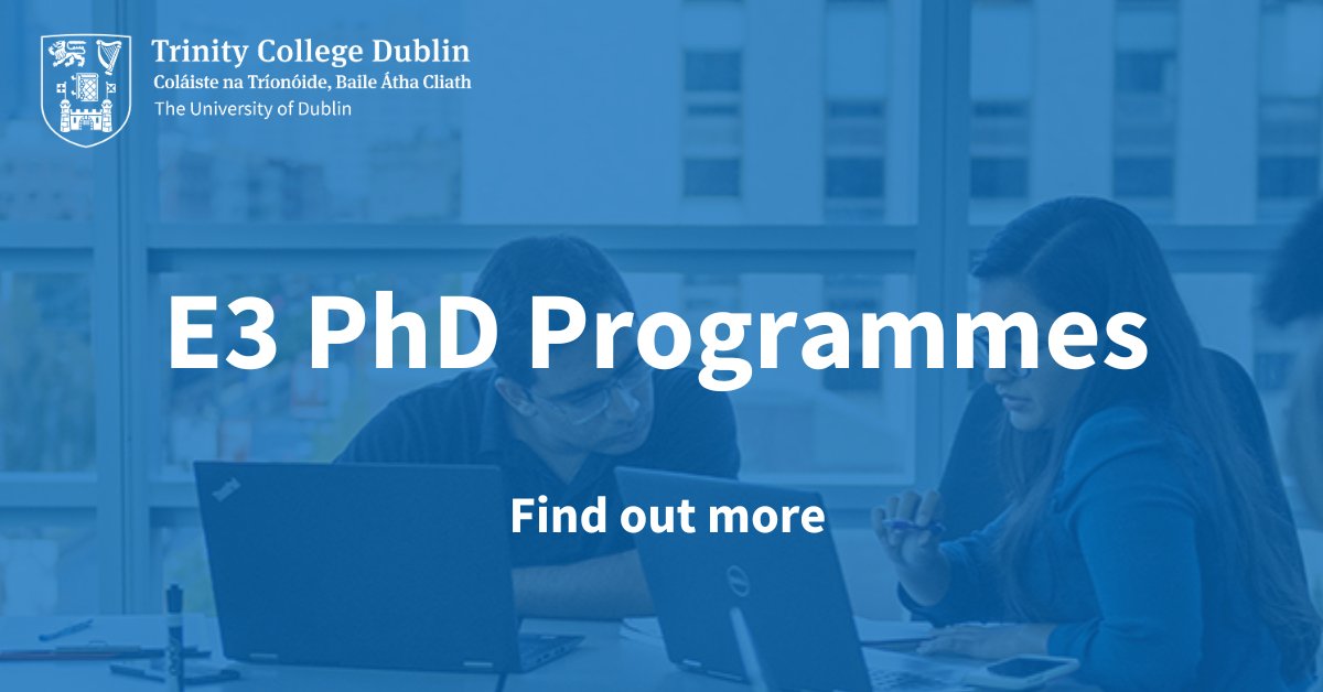 At E3, we salute PhD researchers as champions of innovation! They're the driving force behind academic & industrial progress, pushing boundaries & effecting change worldwide. Discover more at tcd.ie/e3/research/pr…
