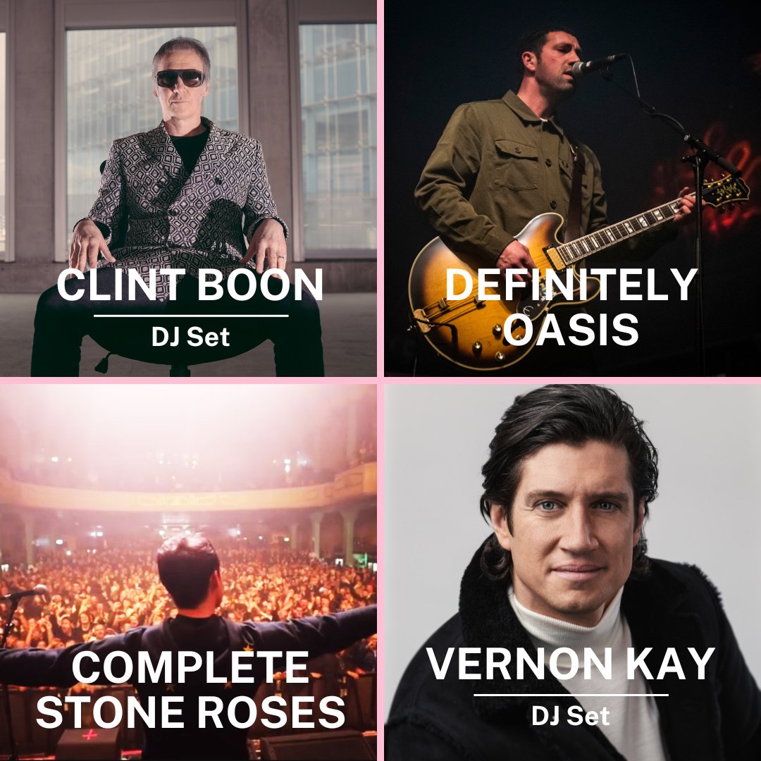 Here's a reminder of the fantastic music acts you can catch at the racecourse this summer! 🏇☀️ 🎶Clint Boon DJ Set: 28th June 🎶 Definitely Oasis: 28th June 🎶 Complete Stone Roses: 28th June 🎶 Vernon Kay DJ Set: 20th July