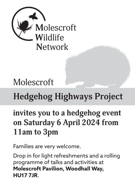 NEYEDC will be attending Molescroft Wildlife Network's 'Hedgehog Highways' event this Saturday, sharing with the network and the wider community how we can support them in making and utilising biological records 🦔 For more info: molescroftwn.org