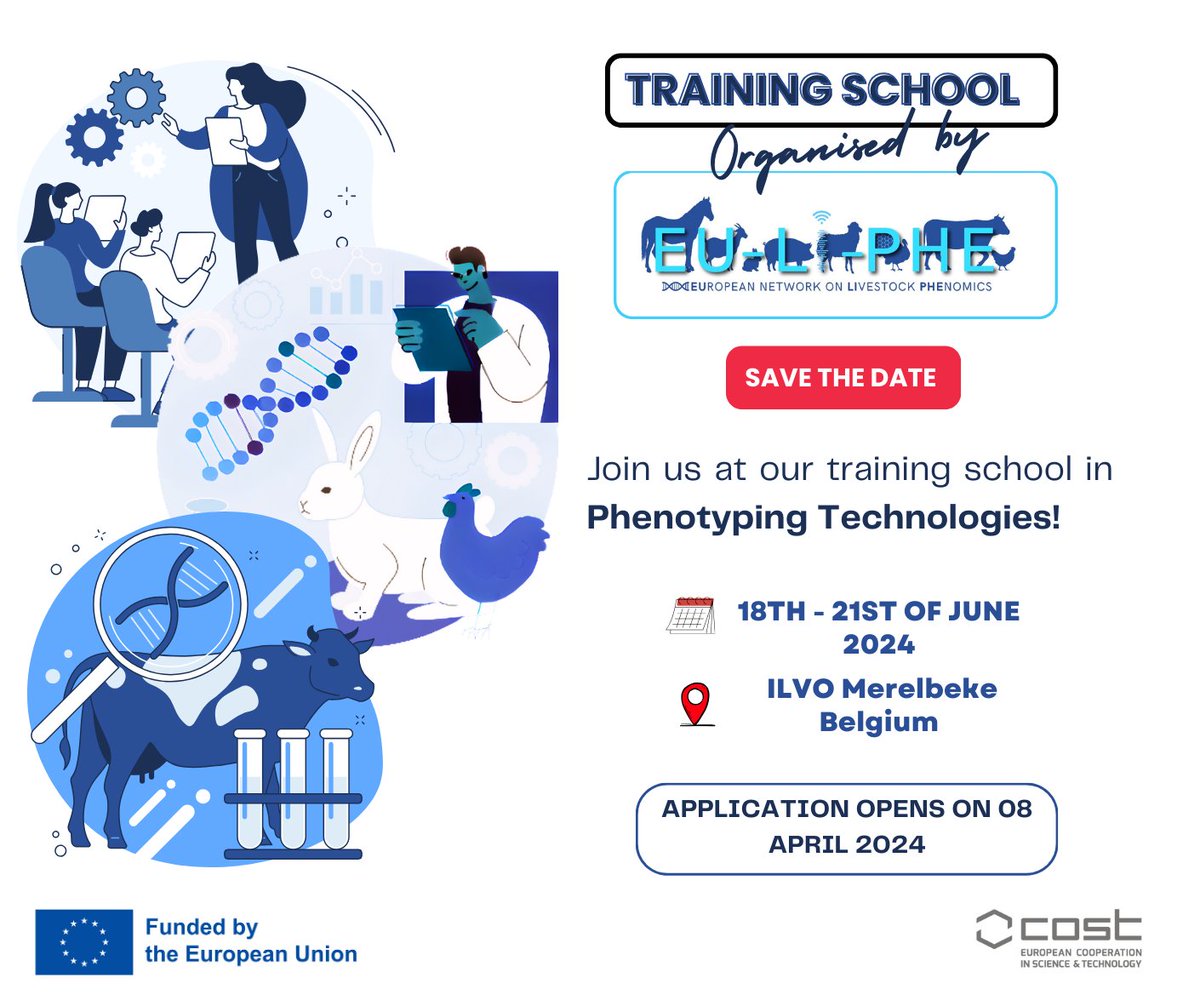 📢 Save the Date! EU-LI-PHE is organizing a training school on Phenotyping Technologies from June 18-21 in Belgium 🇧🇪. Mark your calendars 🗓️, applications open on April 8th. Don’t miss this opportunity to learn and network! #EULIPHE #PhenotypingTech #TrainingSchool