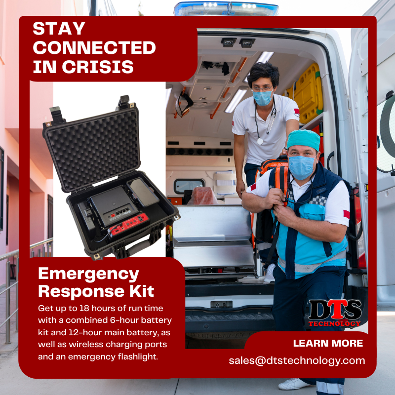 DTSTechnology_'s tweet photo. Stay prepared with #DTSTechnology's #Emergency Response Kit! With up to 18 hours of runtime, including a 6-hour battery kit and 12-hour main battery, plus wireless charging ports and an emergency flashlight, you'll be ready for any situation. #EmergencyResponse #EMT #Fire #Mobile https://t.co/i7ijlWx0qD