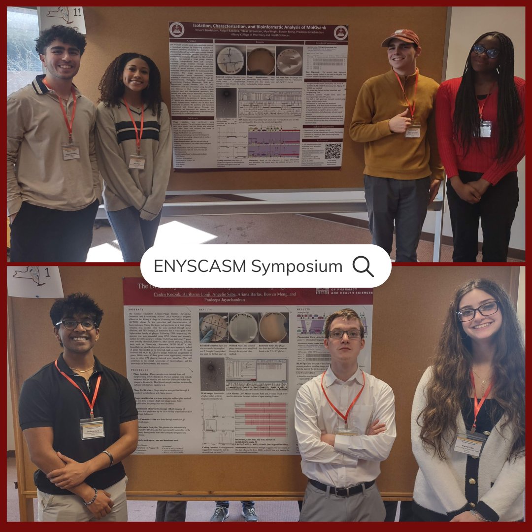 ACPHSMicro's tweet photo. A special congratulations to all our ACPHS student presenters at the ENYSCASM Symposium last Friday. Our students did an amazing job presenting their research done. We are proud of you all! https://t.co/vNBClMCj2O