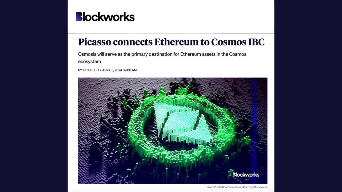 IBC Everywhere ⚛️ 🎨 🧪

<a href="/Picasso_Network/">Anthony Belle</a> is expanding IBC's reach to the Ethereum Network, enabling seamless asset transfer between the two ecosystems.

Picasso has selected Osmosis, the DeFi Hub, as the destination for Ethereum assets and liquidity in the Cosmos.