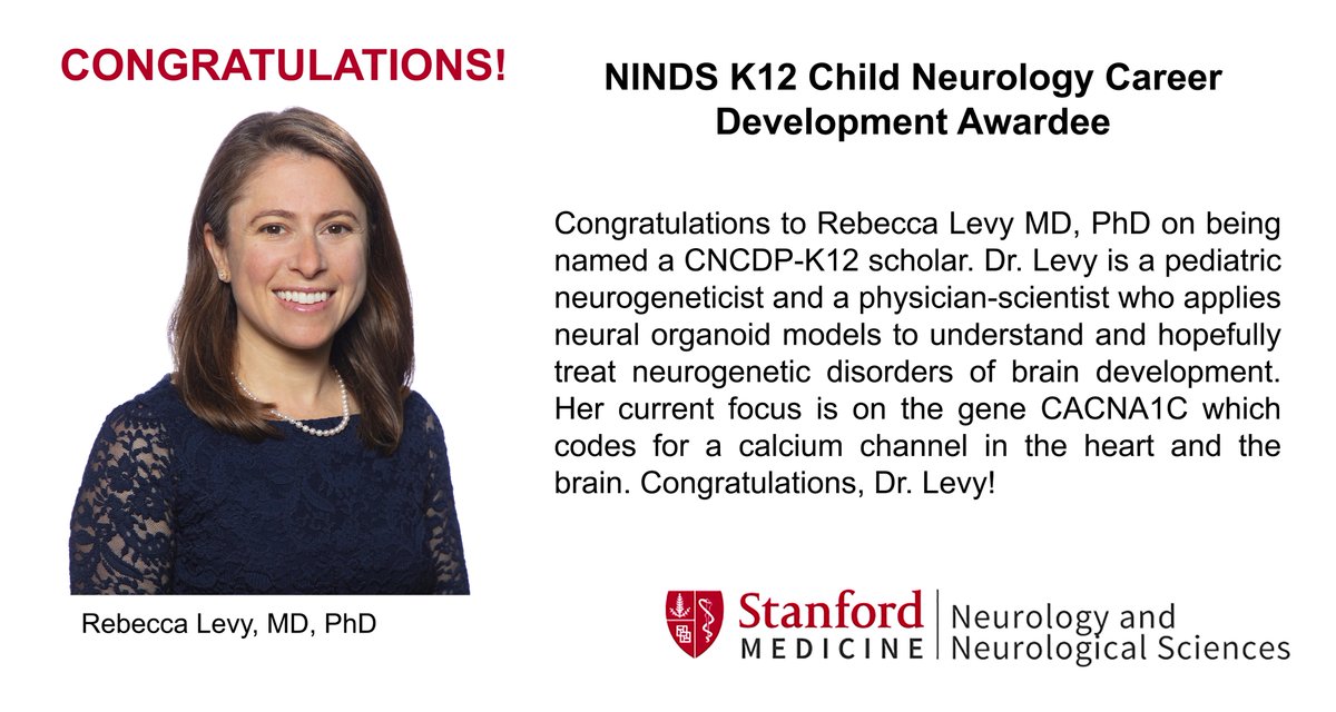 Help us congratulate Rebecca Levy MD, PhD who has been appointed a CNCDP-K12 scholar beginning July 2024.  #StanfordMedicine #StanfordChildrensHealth

kennedykrieger.org/cncdp-k12/reso…
