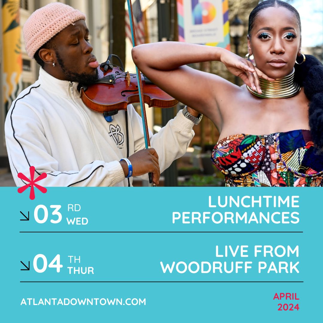 Events happening THIS WEEK in Downtown Atlanta 💫 4/3: Broad Street Boardwalk Wednesday Lunchtime Performance Series from 12-1:30PM 4/4: Community Market Atlanta on the Broad Street Boardwalk from 11AM-2:30PM 4/4: Live From Woodruff Park free performance series from 4:30-6PM