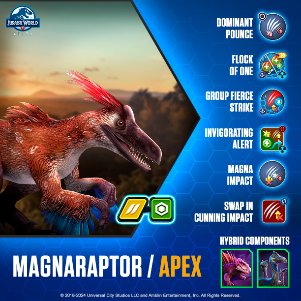 The mighty Magnaraptor has been sighted! Have you unlocked the right ingredient to create this powerful Apex? Let us know in the comment section! Claim your FREE in-game reward▶ ludia.gg/JWA24_0403