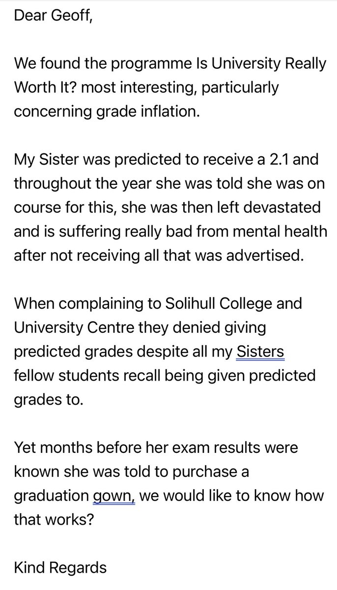 sugarplum02's tweet photo. @GeoffNorcott Really enjoyed the programme ‘Is University Really Worth It?’ 

Any advice would be welcome Geoff. ☺️

My Sister also emailed your contact page. https://t.co/3gEt6PzzyH