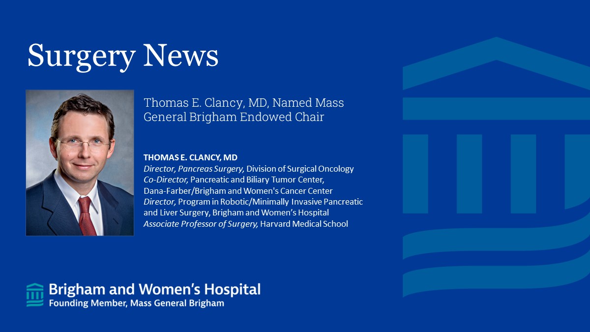 Congratulations to @TClancyMD on being named Endowed Chair at @MassGenBrigham.