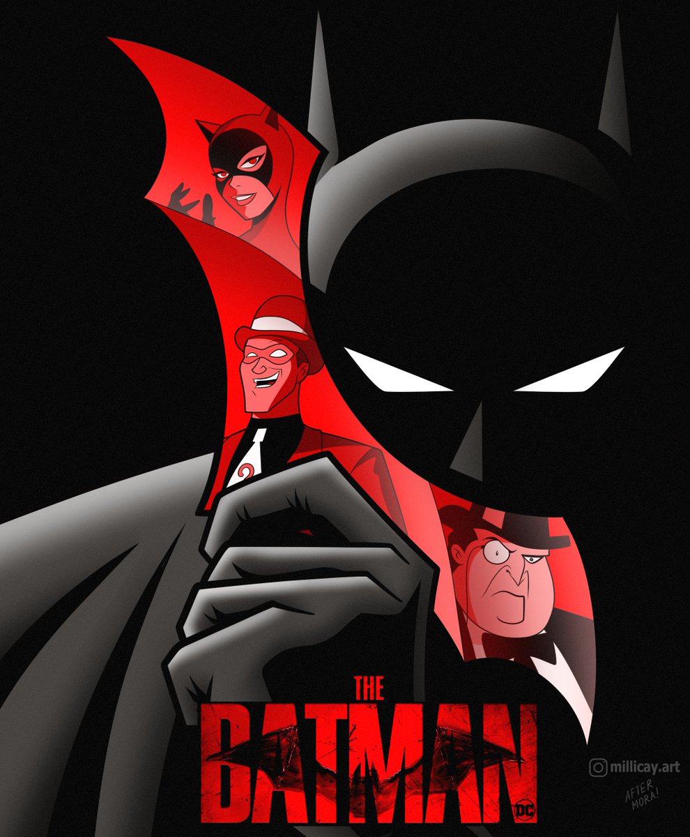 The Batman in DCAU style! Recent commission, after the original poster by @Danmora_c