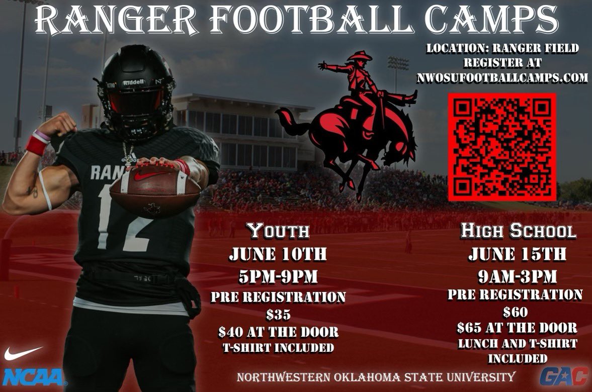 About that time class of 2025! Sign up for our camp and come show us what you can do! RRR @nwosufootball