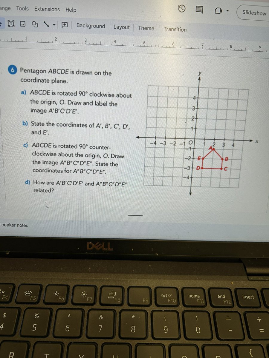 MirellaDev's tweet image. Ss in Mr. Natalino’s Grade 8 class @ICCS0281 drawing an image after a 90 degree CW and CCW rotation and stating the coordinates of the rotated image. #activatingpriorknowledge #transformations