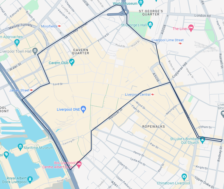 CBO | Lloyd Mangwiro from #Liverpool has been issued a two-year Criminal Behaviour Order (CBO) following allegations of antisocial and criminal behaviour in Liverpool city centre. The order will run until 8th Feb 2026 and stipulates Mangwiro cannot enter area shown in map.