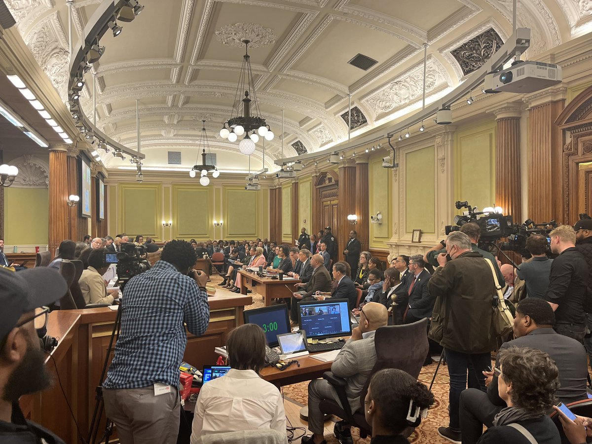 “These sacrifices need to be shared equitably” says @kenyanmcduffie to a packed house as @MayorBowser prepares to present her FY25 budget that she has warned is a “sober budget” @wusa9