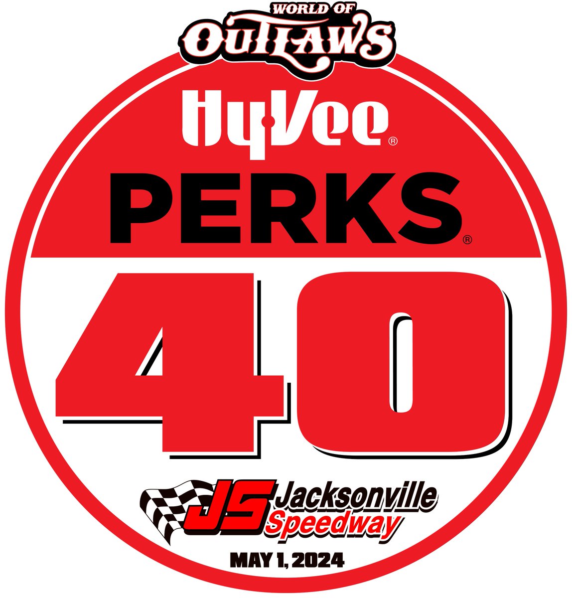 Four Weeks From Today! @WorldofOutlaws at @jaxspeedway. Wednesday May 1. Now known as the 'Hy-Vee Perks 40'. Don't miss it! Tickets available at jacksonvillespeedway.com