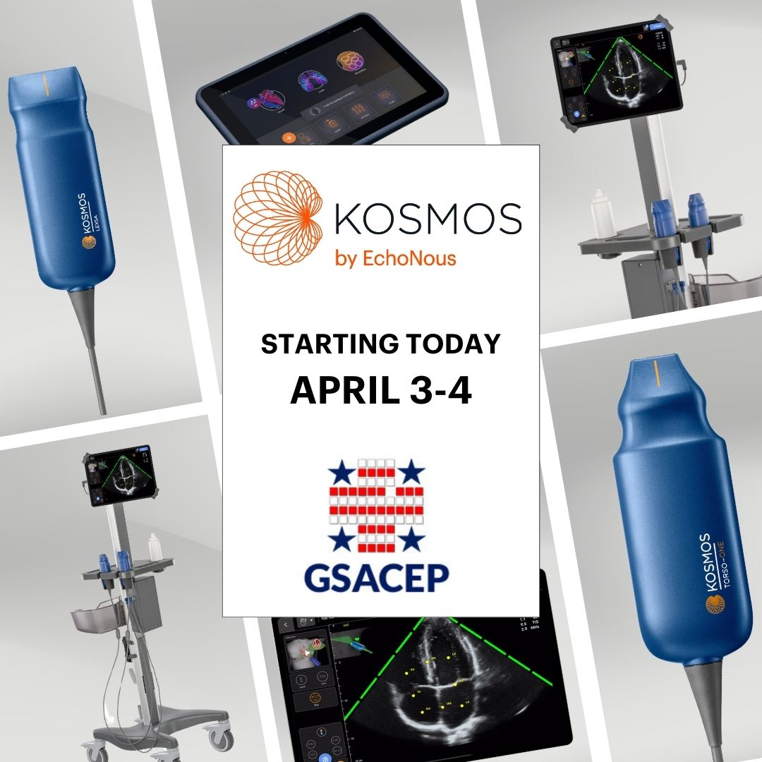 Today is the first day of @GSACEP in San Diego! 

If you’re here, swing by our exhibit table! Our POCUS expert Phil will be hosting workshops to educate attendees on how Kosmos can help clinicians improve #patientcare!

#GSS24 #GSACEP #KosmoPlatform #POCUS #governmentservices