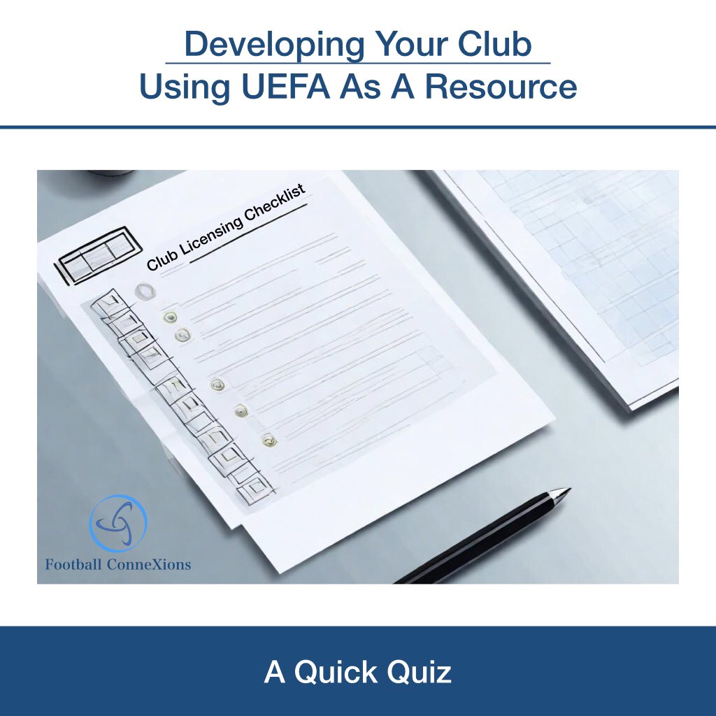 FootballConneXs's tweet image. Do you have time for a quick quiz to see how your club stands up to some of the UEFA Club Licensing Criteria?

#Football #PlayerDevelopment #ClubDevelopment #CoachDevelopment #YouthDevelopment #Coaching #GrassrootsFootball #FootballConneXions