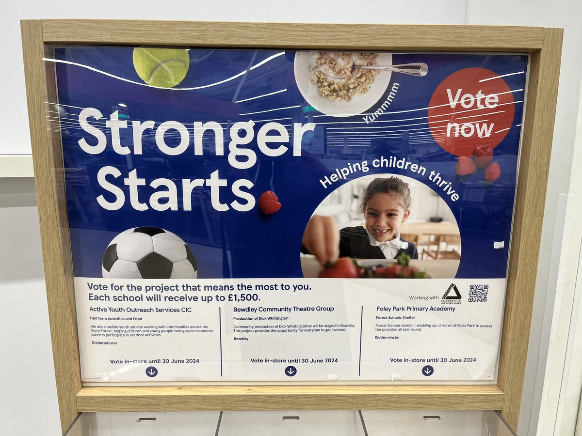 It’s official… it’s ‘blue token time’ - you can vote for us at your local Tesco in Kidderminster.  Thank you 🙏 

@VicAcademies @BirCopAcad @Tesco 
#strongerstarts 
#unity