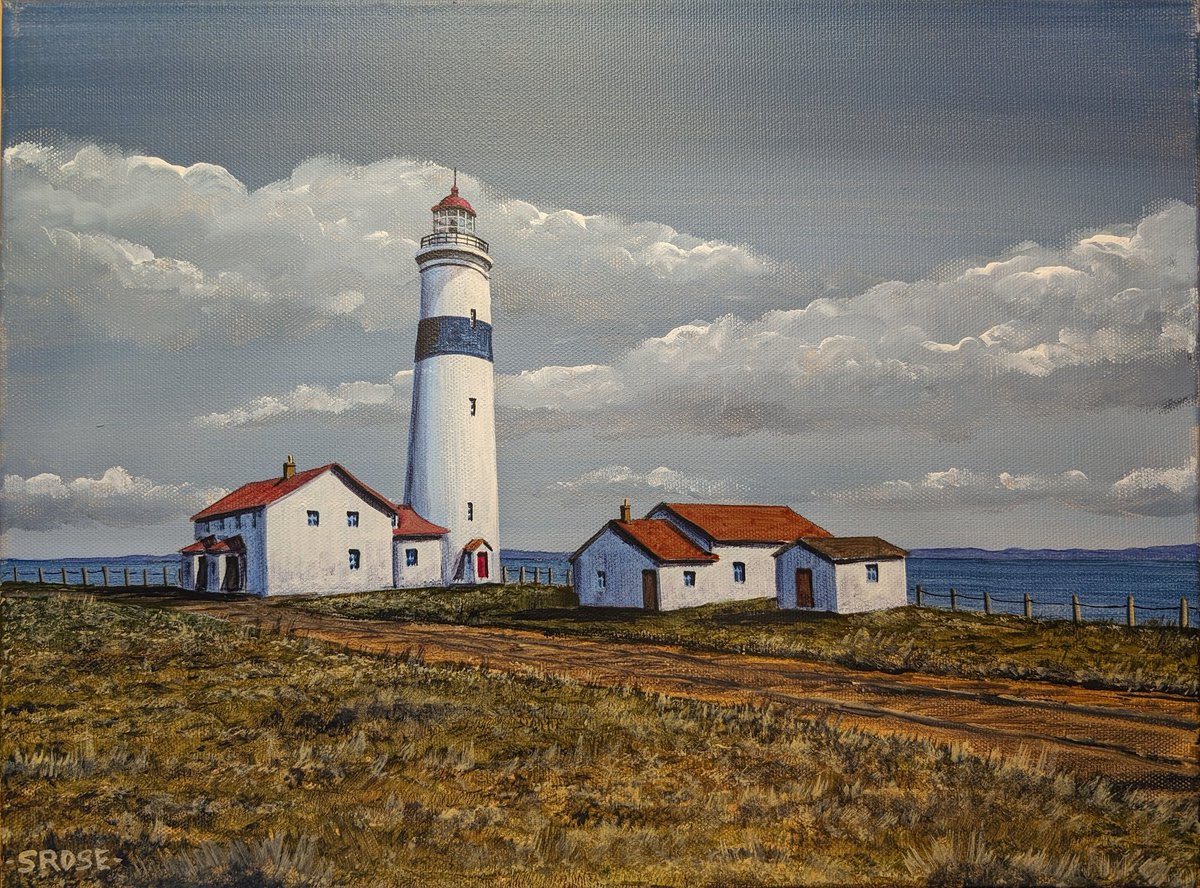 Lighthouse at Point Amour, Labrador in acrylic on canvas
