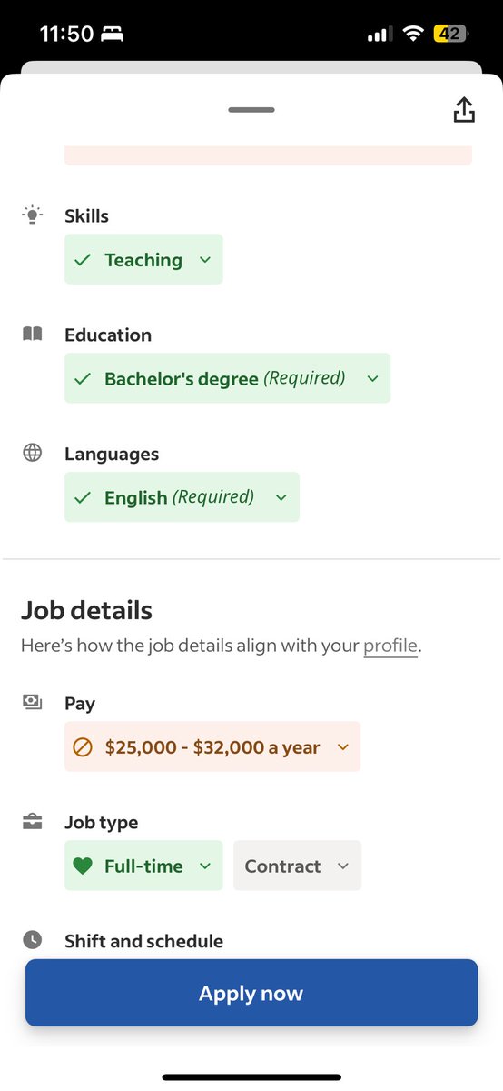 Please look at the pay at this school for a middle school English teaching position.
