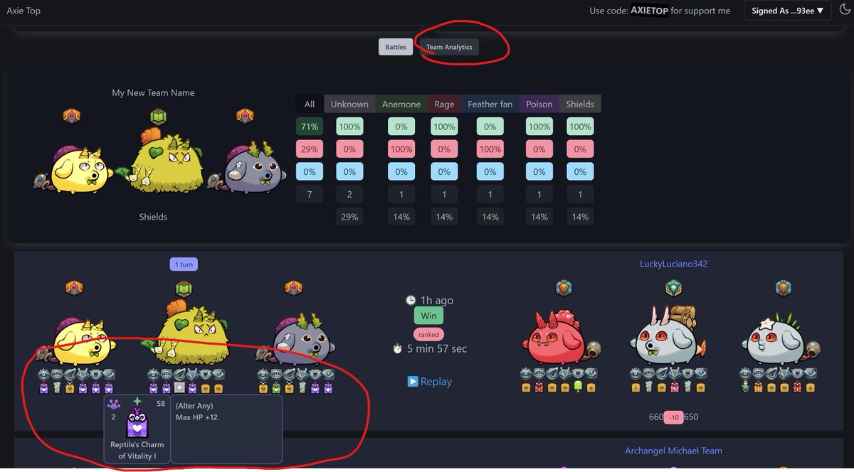 added information about charms in team analytics axie.top #AxieOrigin #AxieInfinity #Axie