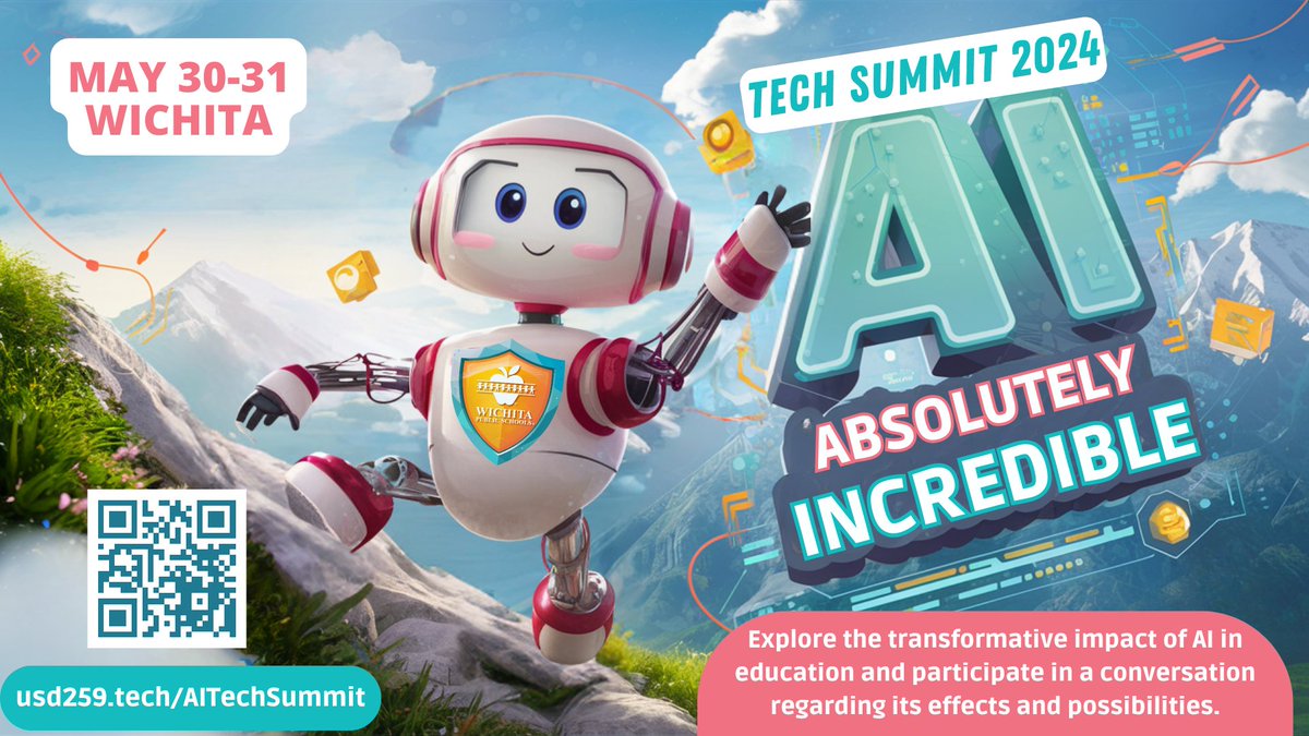 KS Educators - Get ready to climb new heights in learning at Tech Summit 2024! 🧗‍♂️Join us May 30-31 in Wichita for an awesome experience as we dive into the world of AI in education. Don't miss it!🤖Explore 🔍 Discuss🌟Engage🎨Create @WichitaUSD259 🔗usd259.tech/AITechSummit