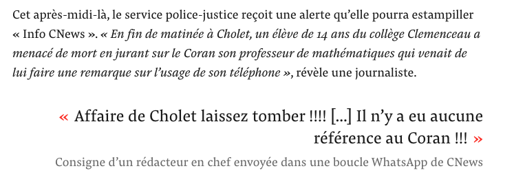 davidperrotin's tweet photo. Sur CNews, on laisse tomber les sujets quand cela n'implique pas de musulmans, on prétend avoir vu des violences en manif quand ce n'est pas le cas, on donne l'ordre de donner la nationalité des étrangers mis en cause... 

Et c'est écrit noir sur blanc. ➡️https://t.co/qDyZBQjVzI https://t.co/rmiQwpZGat