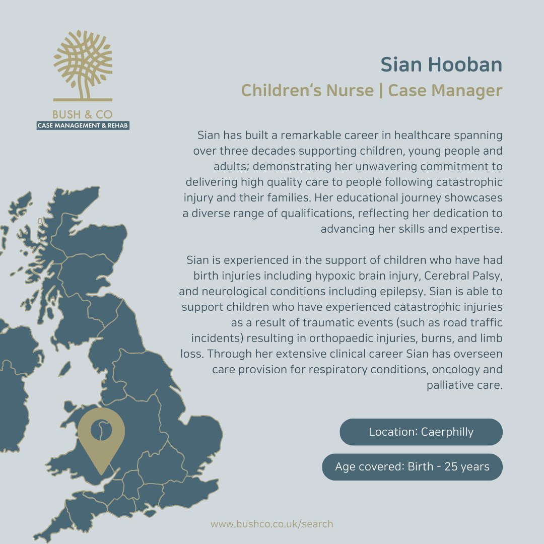 Looking for a case manager in South Wales? Learn more about Sian Hooban's 30 years of nursing experience supporting children and young adults following birth injury, brain injury, major trauma and limb loss: eu1.hubs.ly/H08pb-t0