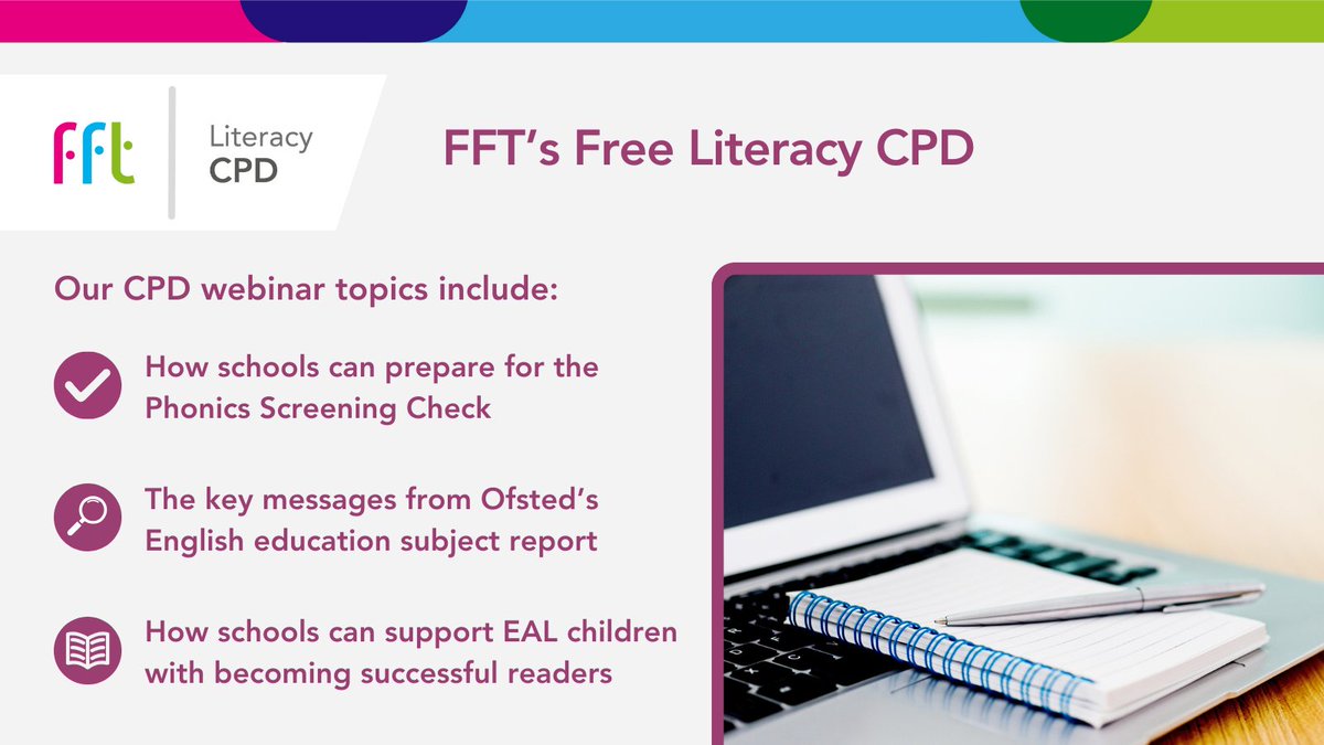 At FFT, we offer free CPD sessions for all schools. Come along to one of our webinars for training and advice suitable to support senior leaders, teachers and governors 📚. View our full programme and book your free place. 👇 fftedu.org/3VGFvvF #LiteracyCPD #TeachingSkills