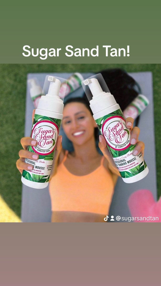 🏖️Have you tried Sugar Sand Tan?🏖️ This is the easiest Tan you will ever use! 🏖️ 
#nosmell
#notransfer
#nosticky
#nostreaks 
#noorange
#driesinseconds 
#longlasting
#fadesevenly 
#organiccertified 
#cleantanning