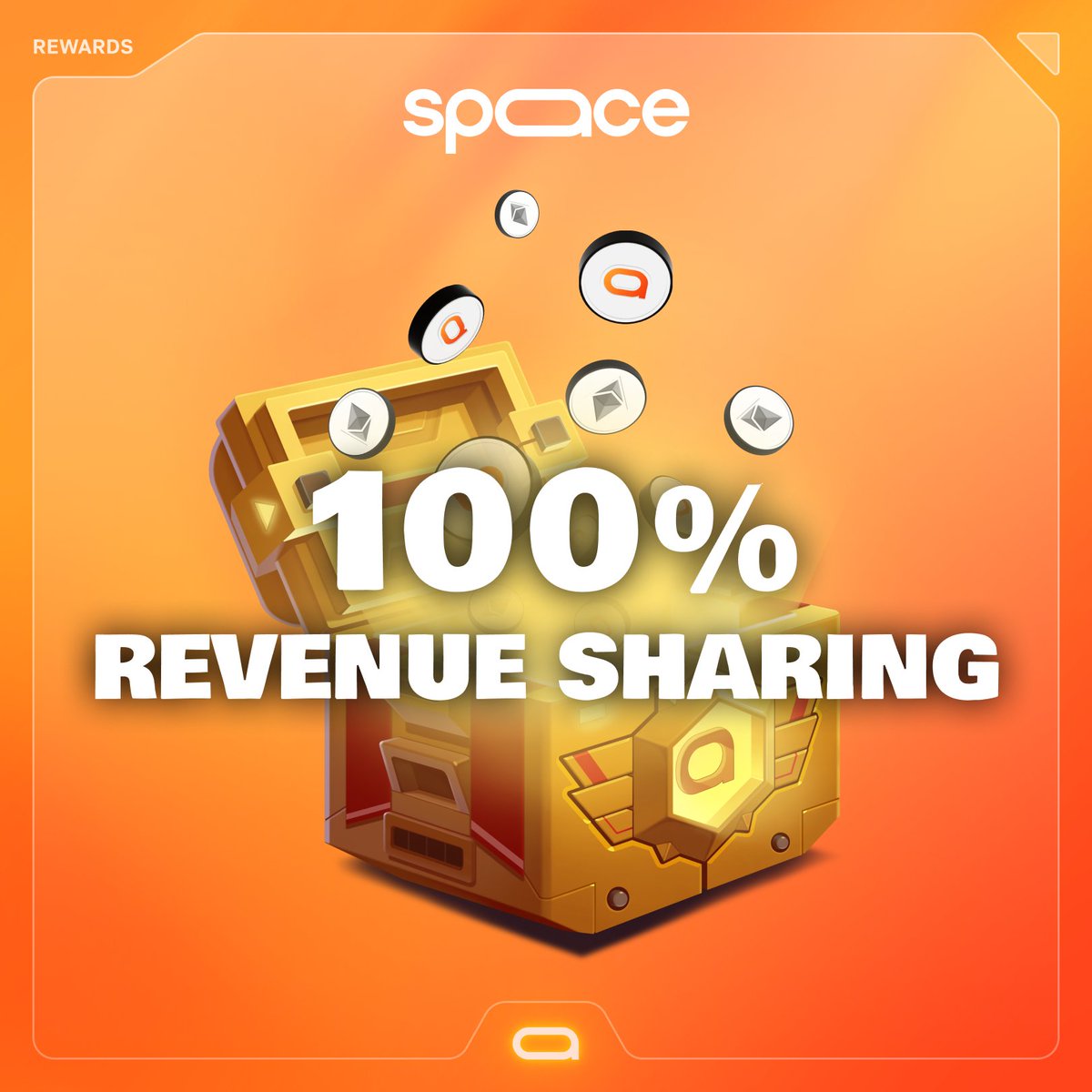 100% Revenue sharing, 100% for the community 🟠 Because it’s the only way to build together the NFT ecosystem we deserve, Spaace marketplace fees will be entirely redistributed to $SPAACE stakers. Get your share of rewards in ETH, plus additional $SPAACE tokens, every day.