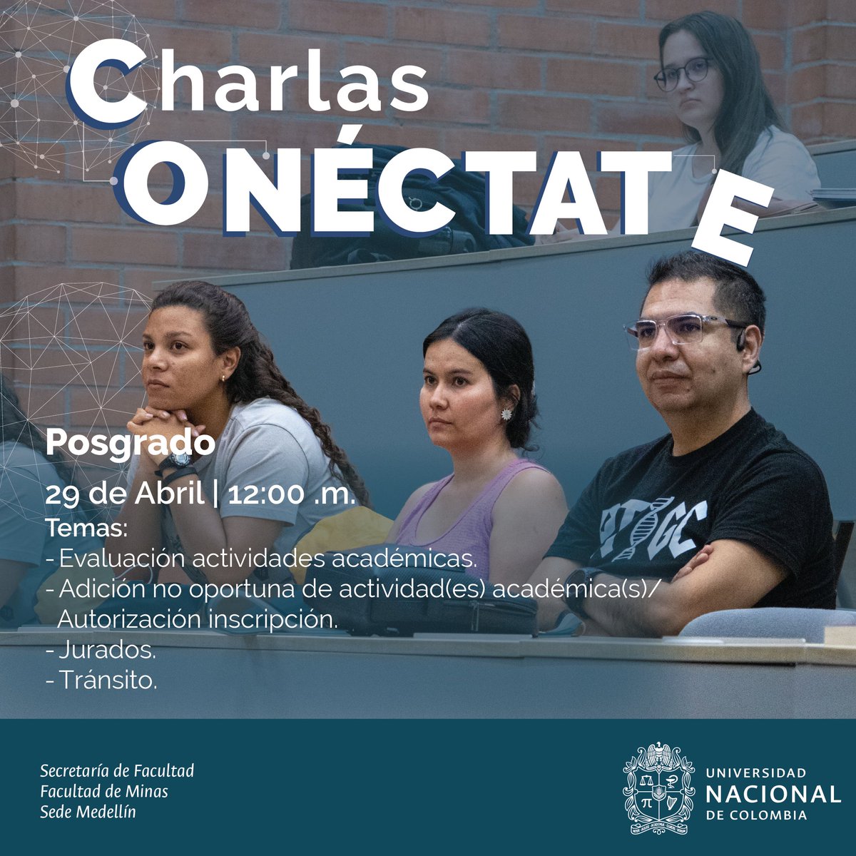 #SomosMinas I 📣 Si eres estudiante de posgrado #Conéctate mañana a las 12:00 m. a nuestro espacio informativo mensual, donde podrás conocer más sobre evaluación de actividades académicas, adición no oportuna, en otros. 💻 #Conéctate aquí meet.google.com/jrs-trcc-kxb