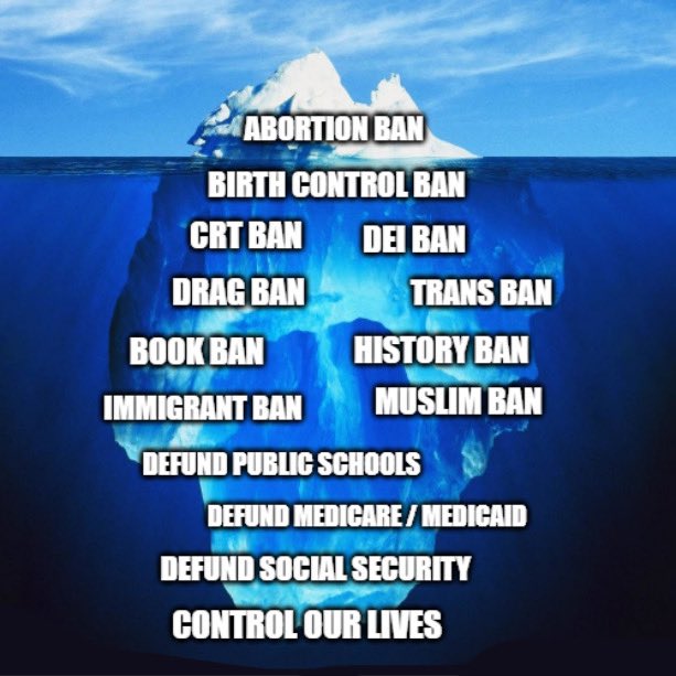 @denisefor94 Yup. Abortion bans are just the tip of the iceberg for the MAGA mob. They aim to take away all our freedoms! But united across our different genders, races, and faiths, we can protect our freedoms and fund our lives by defeating Trumpism at the ballot box this election season!!!