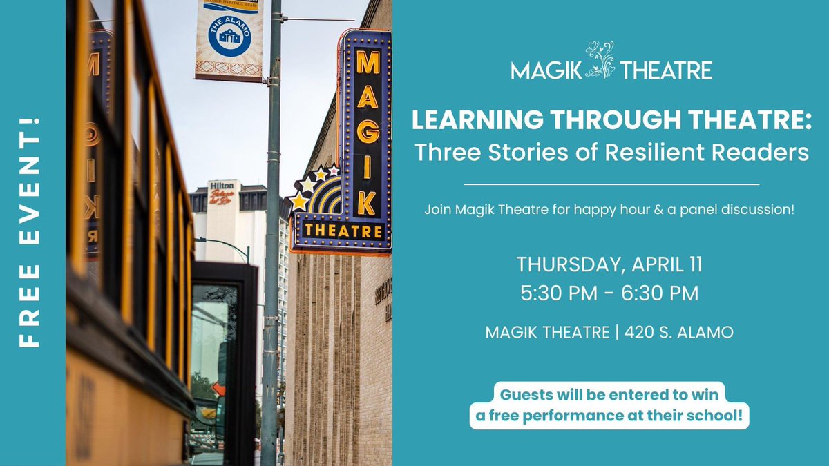 𝗘𝗱𝘂𝗰𝗮𝘁𝗼𝗿𝘀 & 𝗔𝗱𝗺𝗶𝗻𝗶𝘀𝘁𝗿𝗮𝘁𝗼𝗿𝘀! Join @TheMagikTheatre for happy hour & a panel discussion as we explore the value of sharing diverse reading journeys and their impact on young people. Thursday, April 11 | 5:30-6:30 PM 𝗥𝗦𝗩𝗣 → forms.gle/EGthgQx5y9KjUc…